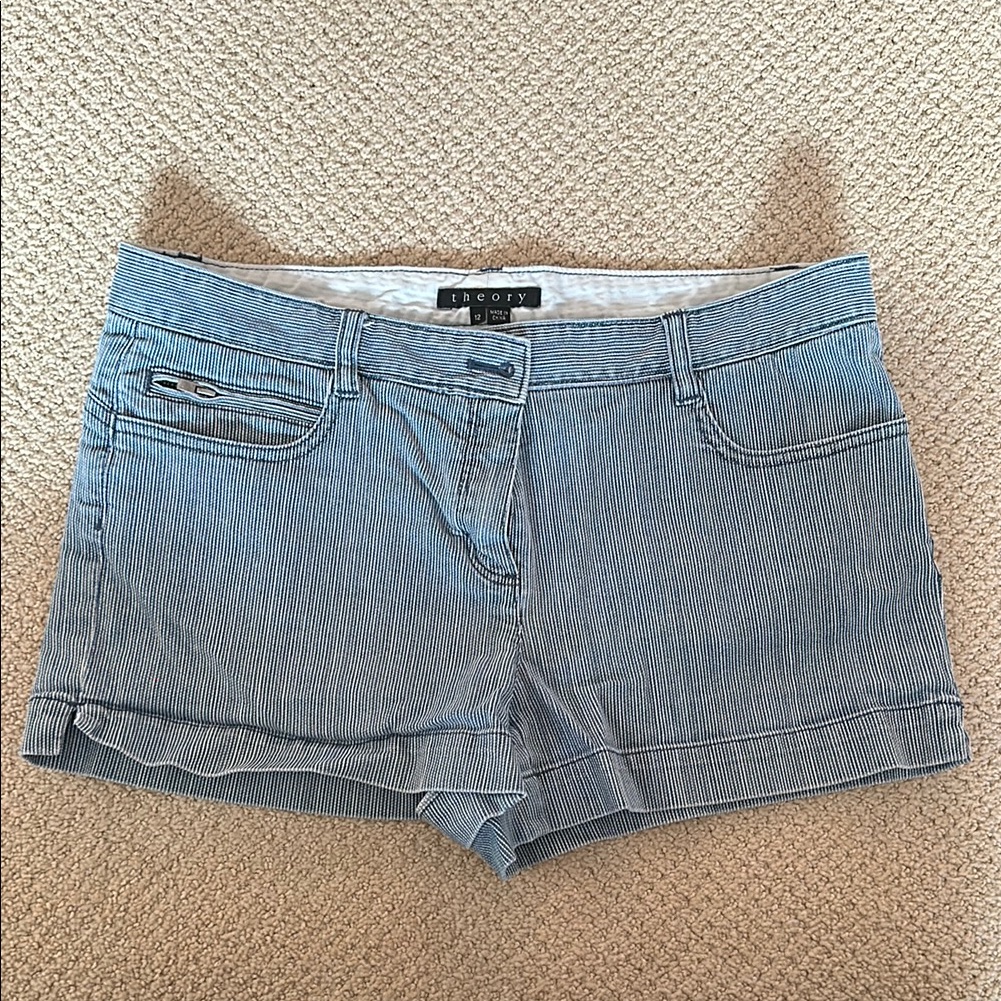 Theory Blue Women's Cotton Shorts Size 12